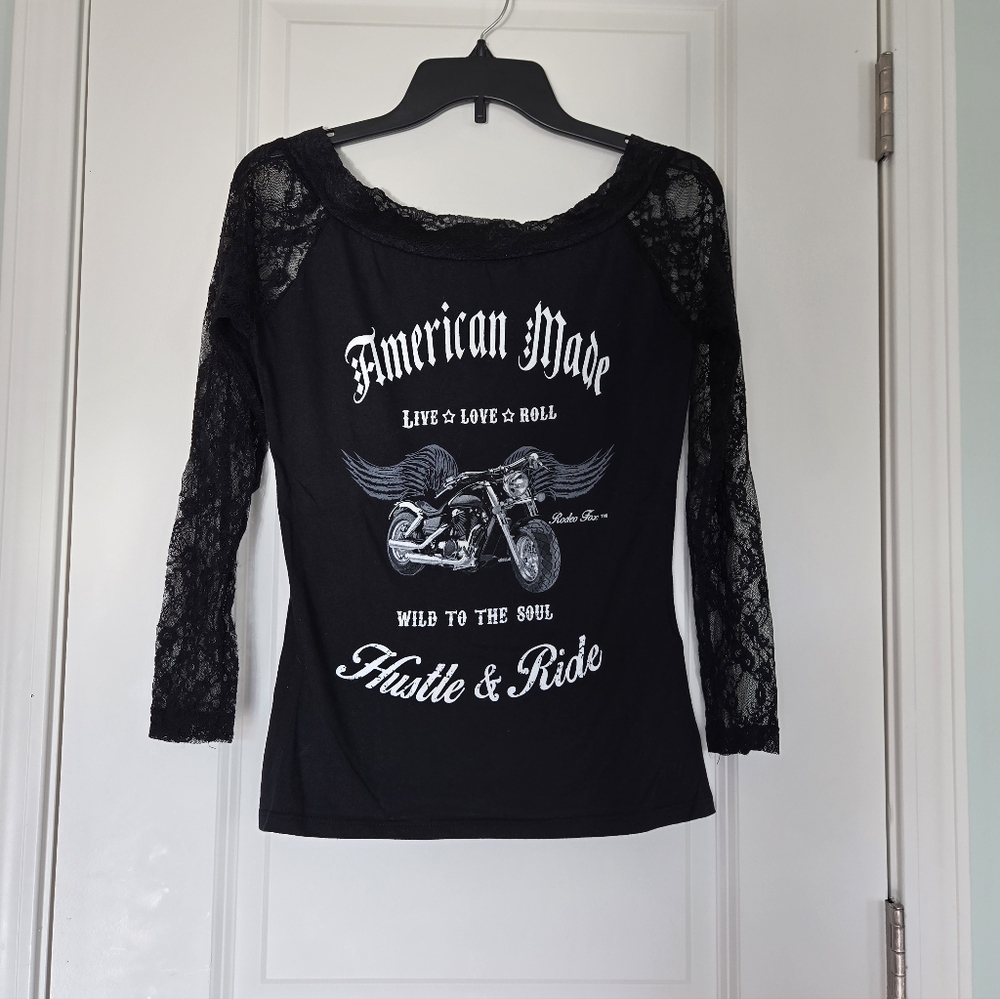 Demi Loon Black Lace Top Amercian Made Size Small - Picture 2 of 5